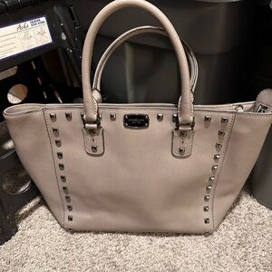 Michael Kors Gray Studded Saffiano Leather Tote
